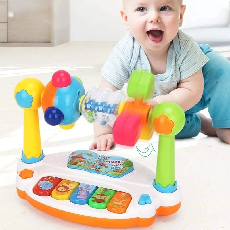 Baby Piano Toys Kids Rotating Music Piano Keyboard With Light Sound Music Toys for Toddlers Early Educational Game Toy Gifts