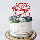 1Pc Red/Gold Merry Christmas Cake Topper, Winter Wonderland Theme Birthday Wedding Party Cake Decoration Supplies