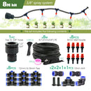 3M-25M 3/8”PE Hose Misting System DIY Adjustable Orange Nozzle Spray Cooling Kit for Greenhouse Garden Plants Fogging Watering