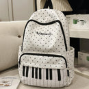 New Large Capacity Polka Dot Backpack Lightweight Multifunctional Piano Key Backpack Black Piano Mochilas for Women