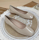 Lady Simple Plain Big Square Toe Flats Patent Leather Mirror Dough Shoes Green White 48 47 48 45 29cm Slip-on New Arrivals 2024