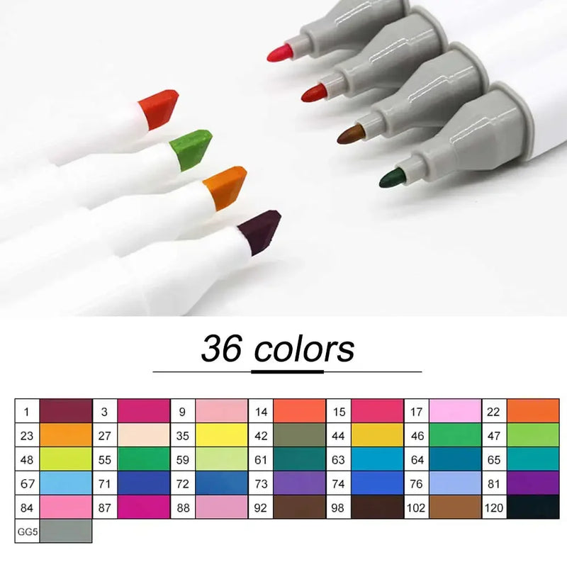 36 Color Touchfive 5 Generation Double Headed Alcohol Oily Art Marker Pen Marcadores Mark Pen For School Supplies Drawing Set