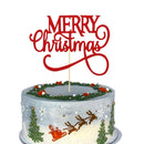 1Pc Red/Gold Merry Christmas Cake Topper, Winter Wonderland Theme Birthday Wedding Party Cake Decoration Supplies