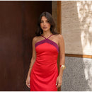 The Meridian Line | Colour-Block Halter Maxi Dress