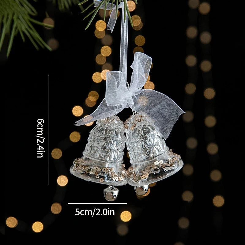 Christmas Decoration Acrylic Snowflake Icicle Pendants Xmas Tree Decor Snowflower Bell Hanging Pendant Home New Year Gift 2025