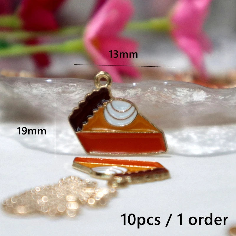 10pcs Cute Thanksgiving Turkey Food Metal Pendant Cartoon Alloy Charms DIY Necklace Bracelet Earrings Jewelry Keychain Accessory
