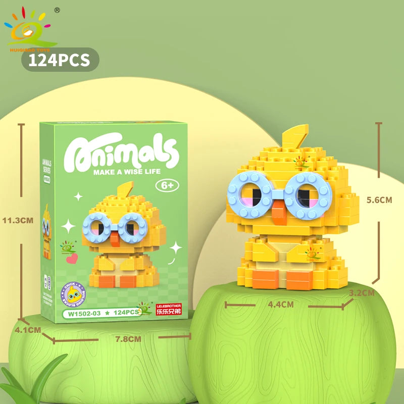 HUIQIBAO Mini Cute Anima Micro Building Blocks 3D Diamond Model LION Bricks DIY City Construction Toys for Children Kids Gift