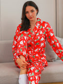 Two piece sets women's sleepwear autumn and winter long sleeved pants Christmas patterned printed home clothes sleepwear set