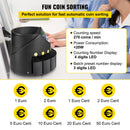 SucceBuy 300 Coins/Min Euro Coin Sorter Counter Professional Electric Automatic Machine LED Display for Shop Bank Commercial