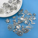 50pcs/SET Zinc Alloy Silvery Halloween Series Charms Pendants for DIY Necklace Bracelet Earrings Jewelry Making Handmade