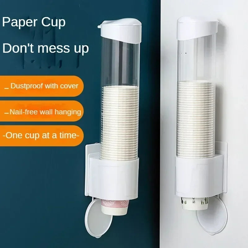 Disposable Paper Cups Dispenser Plastic Cup Holder for Water Dispenser Wall Mounted Automatic Cup Storage Rack Cups Container