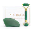 Kristallroller-Set Gesichtsmassage Natürlicher Jaderoller Gua Sha Kit Jadeschaber Rosenquarz-Stein Facelifting-Massagegerät Beauty-Tools