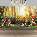 Easter Happy Theme Party Decoration Backdrop Spring Grass Flowers Rabbit Easter Egg Party Supplies Decorations Banner Gift