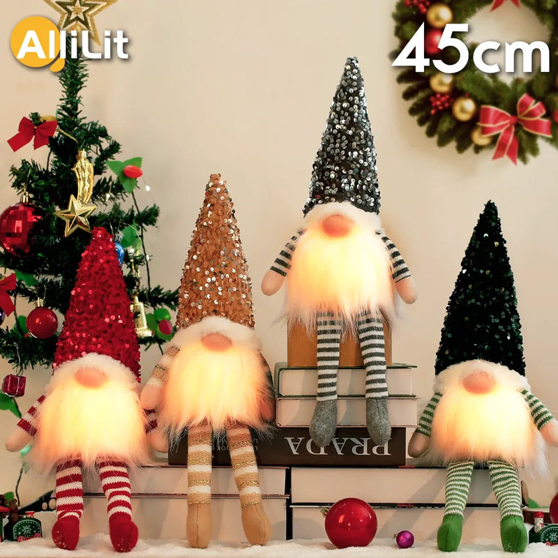 30cm Christmas Doll Elf Gnome with Led Light Christmas Decorations for Home Xmas Navidad New Year 2023 Children's Gifts