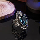 WOSIKATE Vintage 925 Sterling Silver Ring For Women Wedding Jewelry With Oval Sapphire Gemstones Female Fine Jewelry Party Gifts