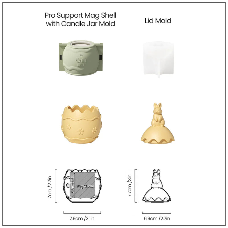 Nicole Bunny-Topped Easter Egg Candle Jar Silicone Molds for Concrete Handmade Jesmonite Easter Candle Vessel Making Mould