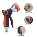 High Pressure Garden Sprayer Head Adjustable Water Hose Nozzle with 5 Spray Patterns for Watering Plants Cleaning Cars Showering