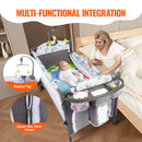 SucceBuy Baby-Stubenwagen 35 kg Traglast Einfach zusammenklappbarer, tragbarer Beistellbett mit Aufbewahrungskorb und Rädern