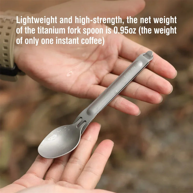 NexTool Fork Spoon 2-in-1 Outdoor Pure Titanium Spork Reusable Camping Tableware Case Stainless Steel Portable Camping Cutlery