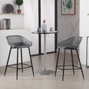 2X Barhocker aus Kunststoff, Thekenhocker mit hohler Rückenlehne, Fußstütze, hoher Küchenhocker für Esszimmer, Bar, Terrasse im Freien