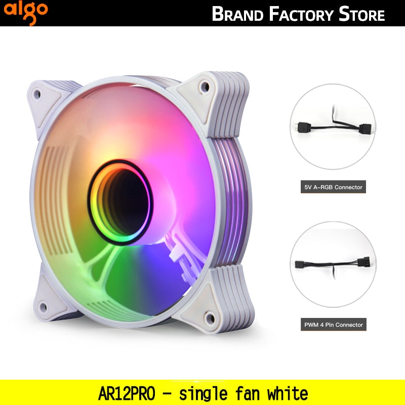 Aigo AR12PRO white Computer Case fan ventoinha PC 120mm rgb fan 4pin PWM Cooling fan 3pin5v Unlimited space argb 12cm ventilador