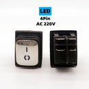 KCD4 Stainless steel waterproof rocker switch ON-OFF4/6Pin electrical equipment switch with LED power supply 16A 250V/20A 125VAC