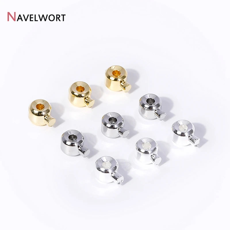 10/20pcs 18K Gold Plated Crimp Beads End Bead For Jewelry Making,Brass Snap Crimp Clasps For DIY Bracelet Making Accessories