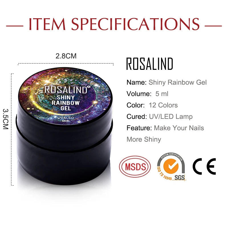 ROSALIND UV Nail Gel Polish Neon Rainbow Hybrid Varnish Platinum 5ML Gel Paint Set For Manicure Semi permanent Base top Gel Lak