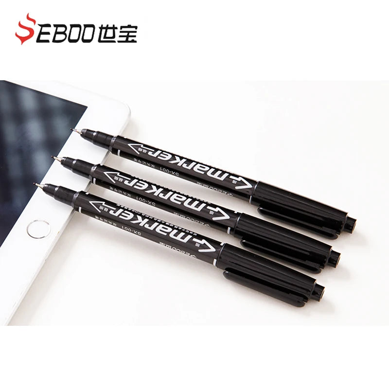 10pcs/set Twin Tip Permanent Art Markers Pens Fine Point Waterproof Oily Black/Red/Blue Ink Sketchbook Painting School Supplies