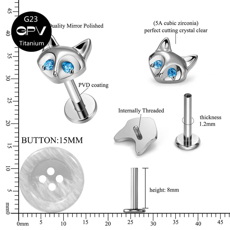 G23 Pure Titanium Little Fox's Tears Exquisite Earbone Nail Earscreen Perforated Jewelry Male and Female Earnail Nose Nail