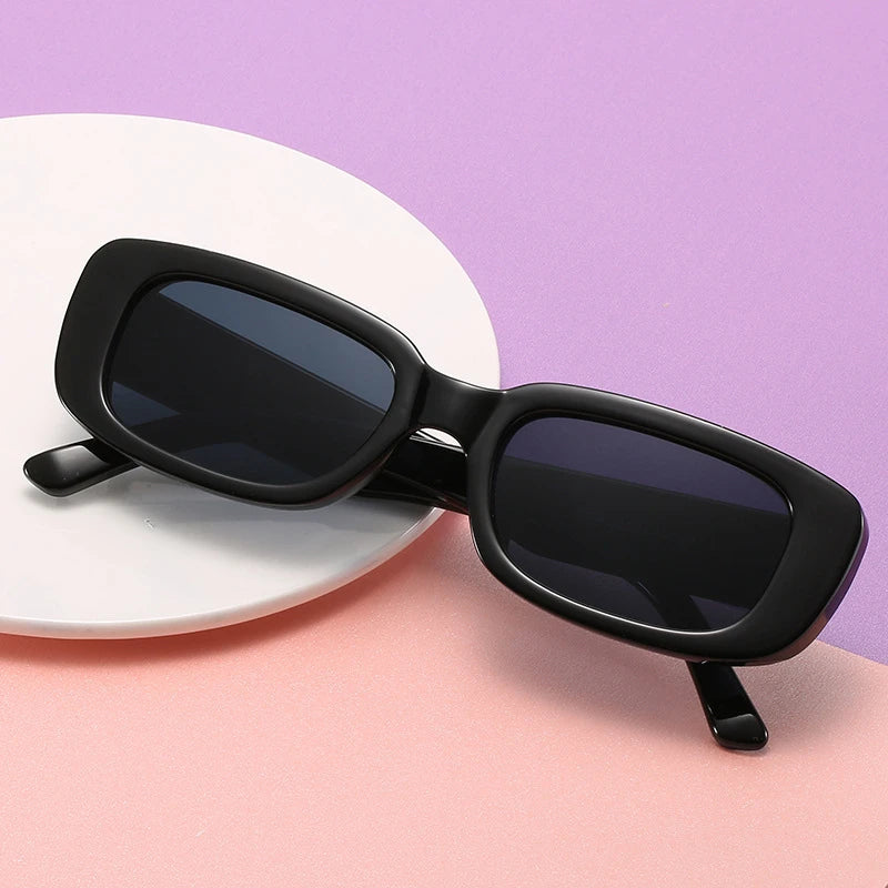Fashion Black Square Sunglasses Woman Luxury Brand Small Rectangle Sun Glasses Female Gradient Clear Mirror Oculos De Sol