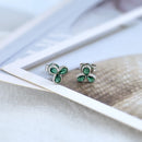 Turquoise 925 Sterling Silver Ear Needle Green Zircon vintage emerald Heart/Flower Pendant Hoop Earrings Fashion party Jewelry