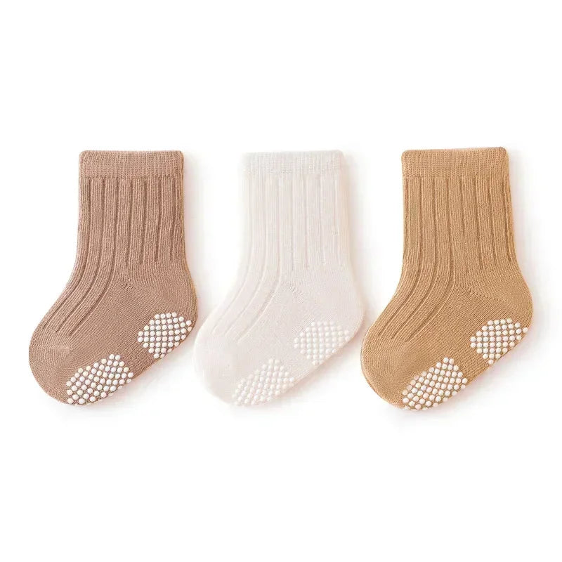 3Pair Newborn Baby Sock Children Boy Girl Kid Autumn Warm Breathable Non Slip Stocking Solid Fashion Socken Clothes Accessories