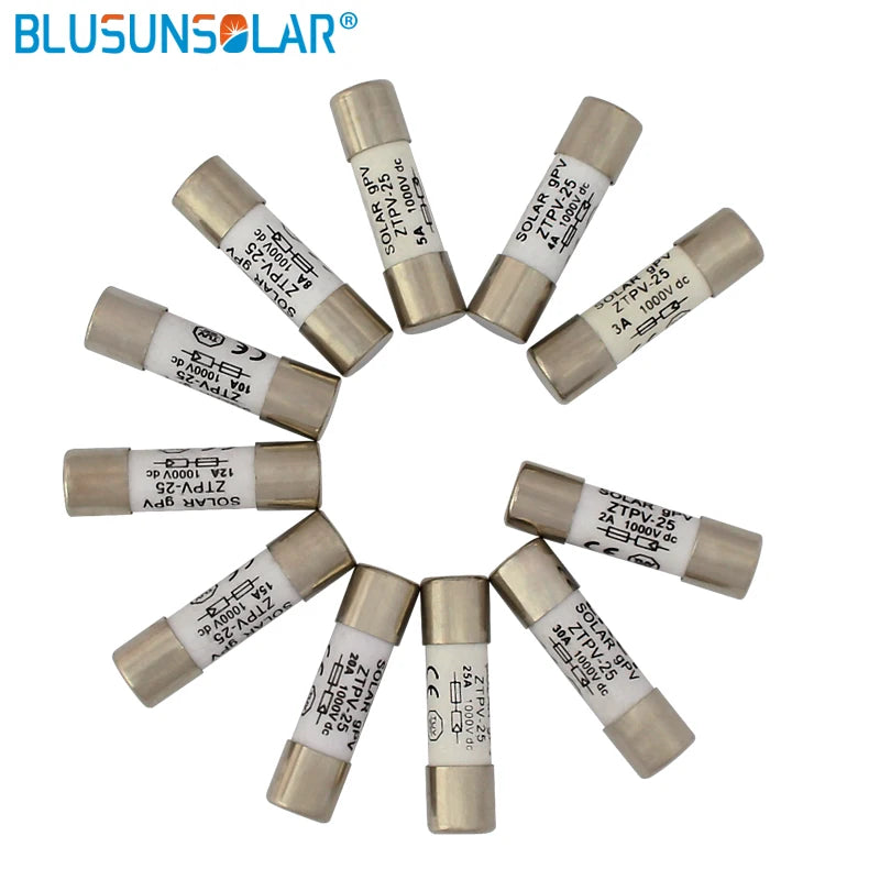 10/20/30/50/100pcs Solar Fuse 1000V 30A Fuse DC 10*38MM 1-32A PV Solar Fuse Metal Alloys for Solar Power System Protection