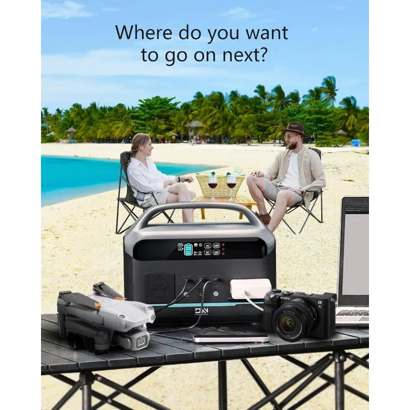 Portable Power Station 600W, 299Wh LiFePO4 Battery Backup 1200W Surge AC Outlet, Solar Generator (Solar Panel Not Included)