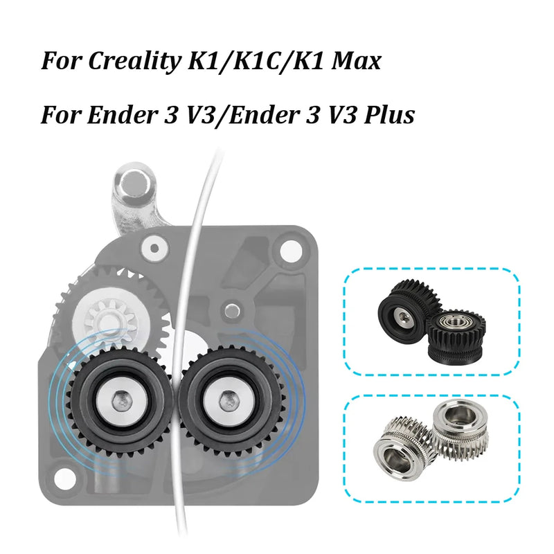 CR K1C Extruder K1 Gear All Metal Filament Drive Gear for Creality K1 Max Extruder Nickel Plated DLC Coating High Hardness Wear