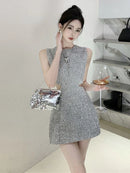 Bodycon Dress for Women Summer Temperament Robe Femme O-neck Sleeveless Tunic Hollow Out Mini Dresses 2026 Vestidos De Mujer