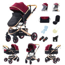 Kinderwagen 3 in 1, vierrädriger Kinderwagen, 2 in 1 Babyauto, leichte Kinderwagen, Multifunktionskinderwagen, Kinderwagen, Poussette