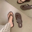 SUOJIALUN 2025 Summer New Brand Women Slipper Fashion Narrow Band Slip On Flip Flops Soft Flat Heel Outdoor Casual Dress Slides