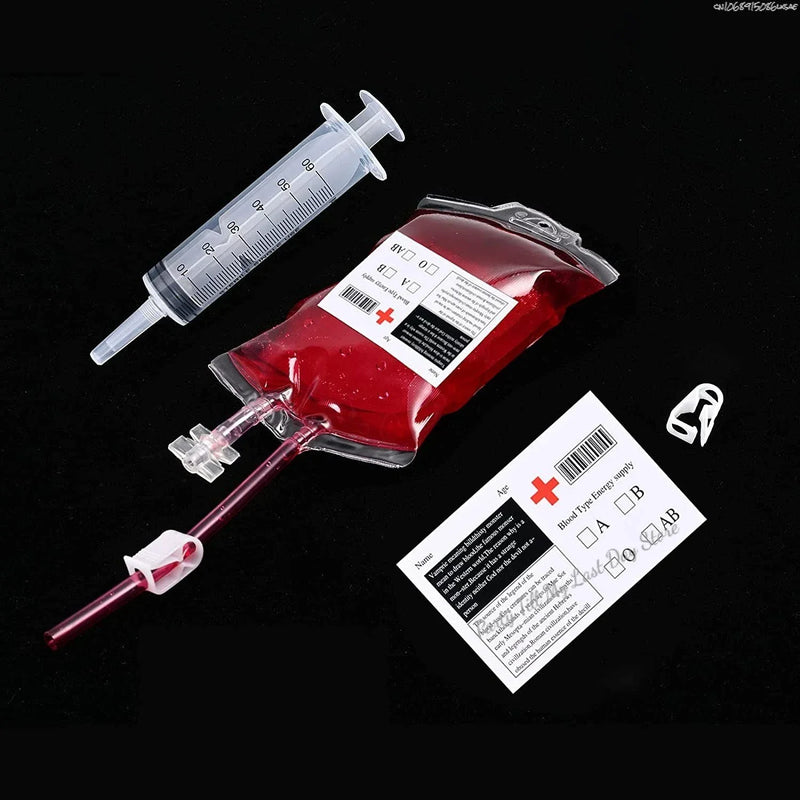 1pcs PVC Cosplay Horror Props 350ML Happy Halloween Decoration Blood Bag Food Grade Drink Bag Energy Pack Vampire Blood Pouch