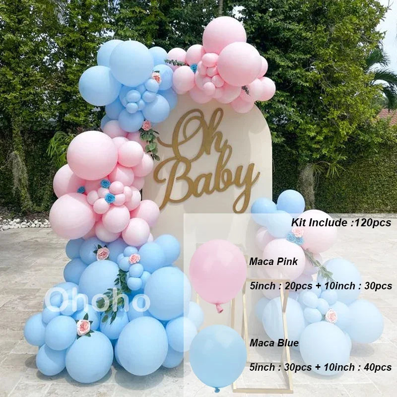 Beige Blue Balloons Garland Arch Kit Kids Boy One 1st Birthday Balloon Set Baby Shower Decoration Baptism Party Wedding