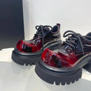 The Crimson Contour | Italian-Inspired Patent Leather Loafers with Architectural Sole