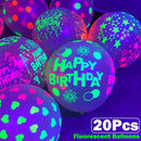 10/20pcs 12inch Fluorescent Balloon Dots Heart Star Latex Balloons Happy Birthday Wedding Christmas Party Decoration Kids Gifts