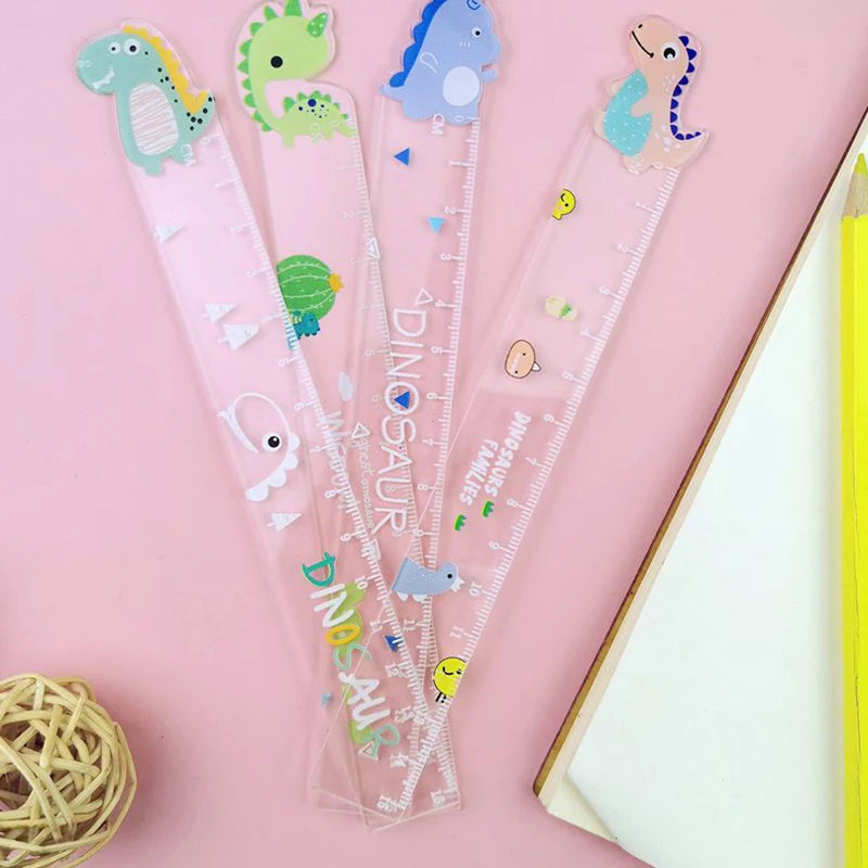 Dinosaur Ruler Kawaii Accessories Transparent Korean Cute Stationery 15cm Diy Drawing Tools Regla School Supplies Student Rulers