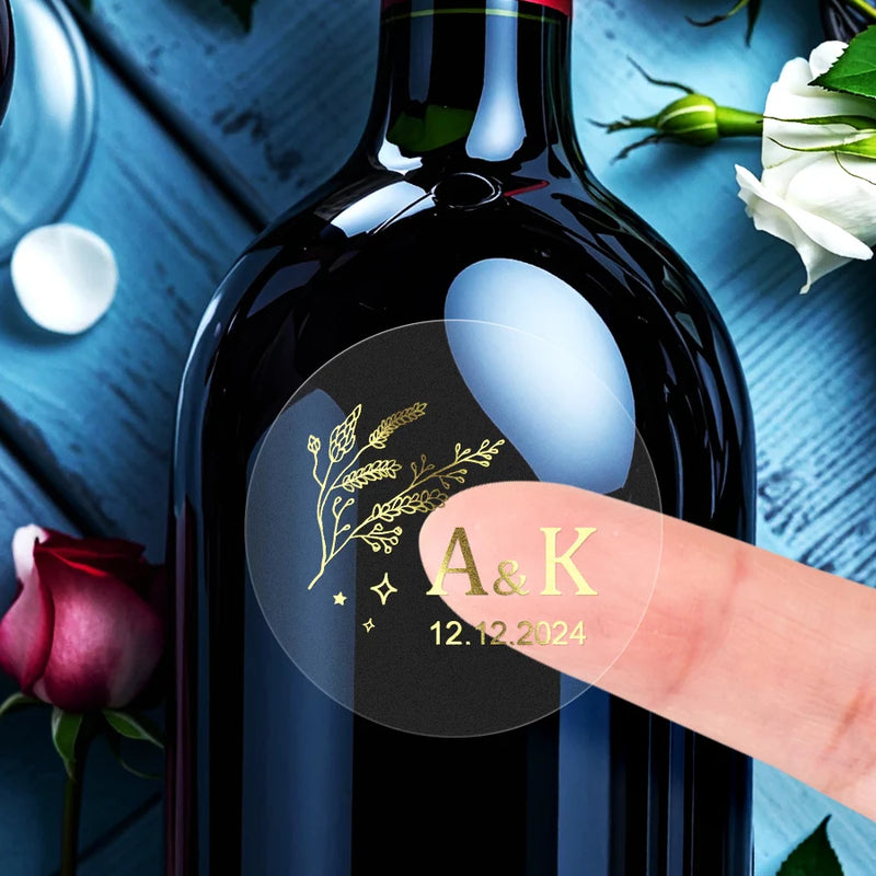 Custom Gold Foil Stickers Wedding nvitation card gift box Personalized Round logo Bridal Party Decoration Hebrew Minor Language