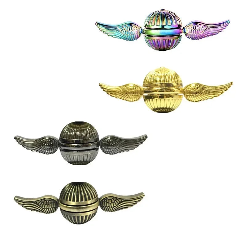 Golden Snitch Fidget Fingertip Gyro Magic Toys with Wings Relief Stress Metal Fidget Spinners Cupid Hand Spinners Rainbow