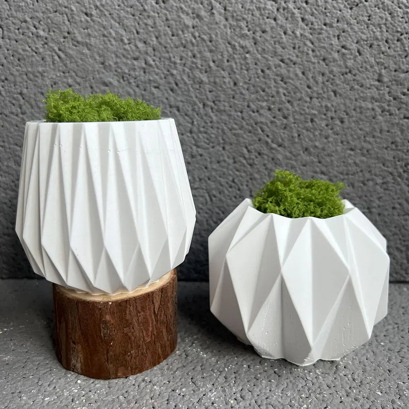 Big Size Geometric Shape Flowerpot Concrete Planter Molds Diamond Pen Holder Cement Vase Candle Jar Silicone Mold DIY Home Decor