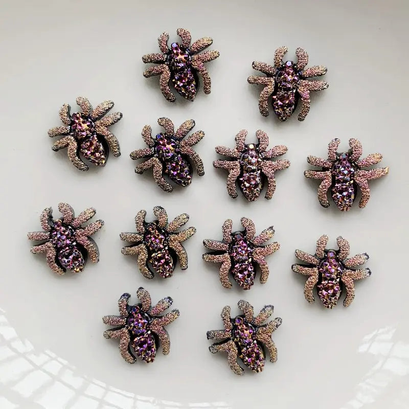 30PCS12MM Flat back resin popular fashion 3D spider scrapbook Halloween holiday party gift jewelry decorative crafts accessories