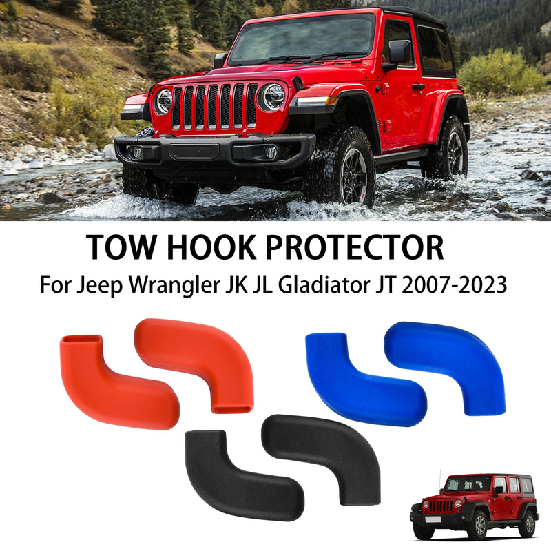 2Pack For Jeep Wrangler JK JL Gladiator JT 2007-2023+ Front Bumper Tow Hook Covers Towball Hook Protector Car Accessories New