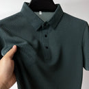 High-end Men's Bamboo Joint Hollow Short-sleeved Polo Shirt Ice Silk Breathable Business Fashion T-Shirt Male Brand Clothes Top
